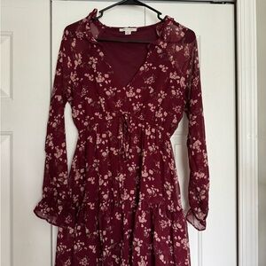 Burgundy flowered dress